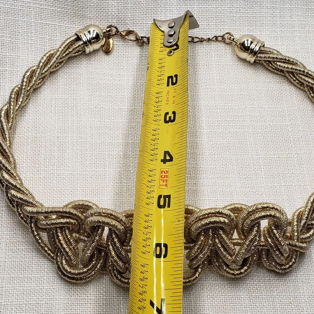 Samuel Edelman circus woven gold‎ tone soft choker necklace - Picture 6 of 10